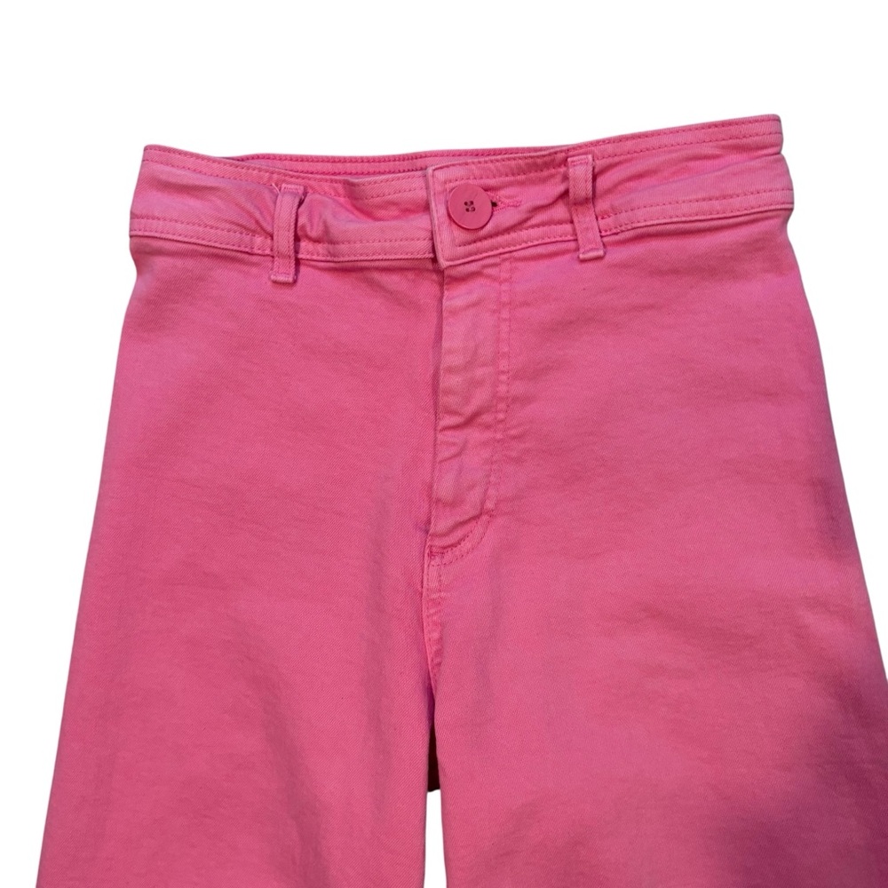 Zara Hot Pink Marine Straight High Rise Wide Leg Jeans 
Raw Hem, Sz 4 - Picture 11 of 15